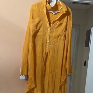 Anthropologie Mustard Long Sleeve Dress